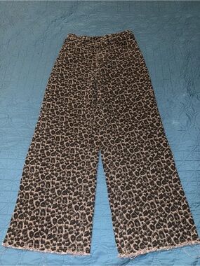 Vibe Leopard-Print Wide Leg Jeans - Black & Brown